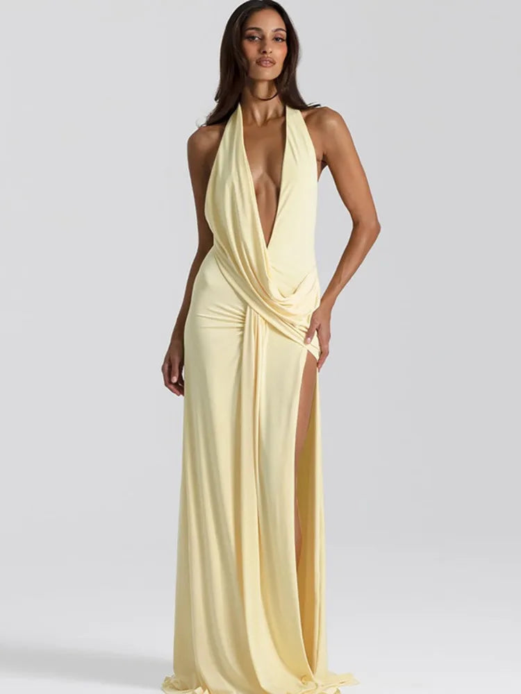 Mozision Halter Deep V Neck