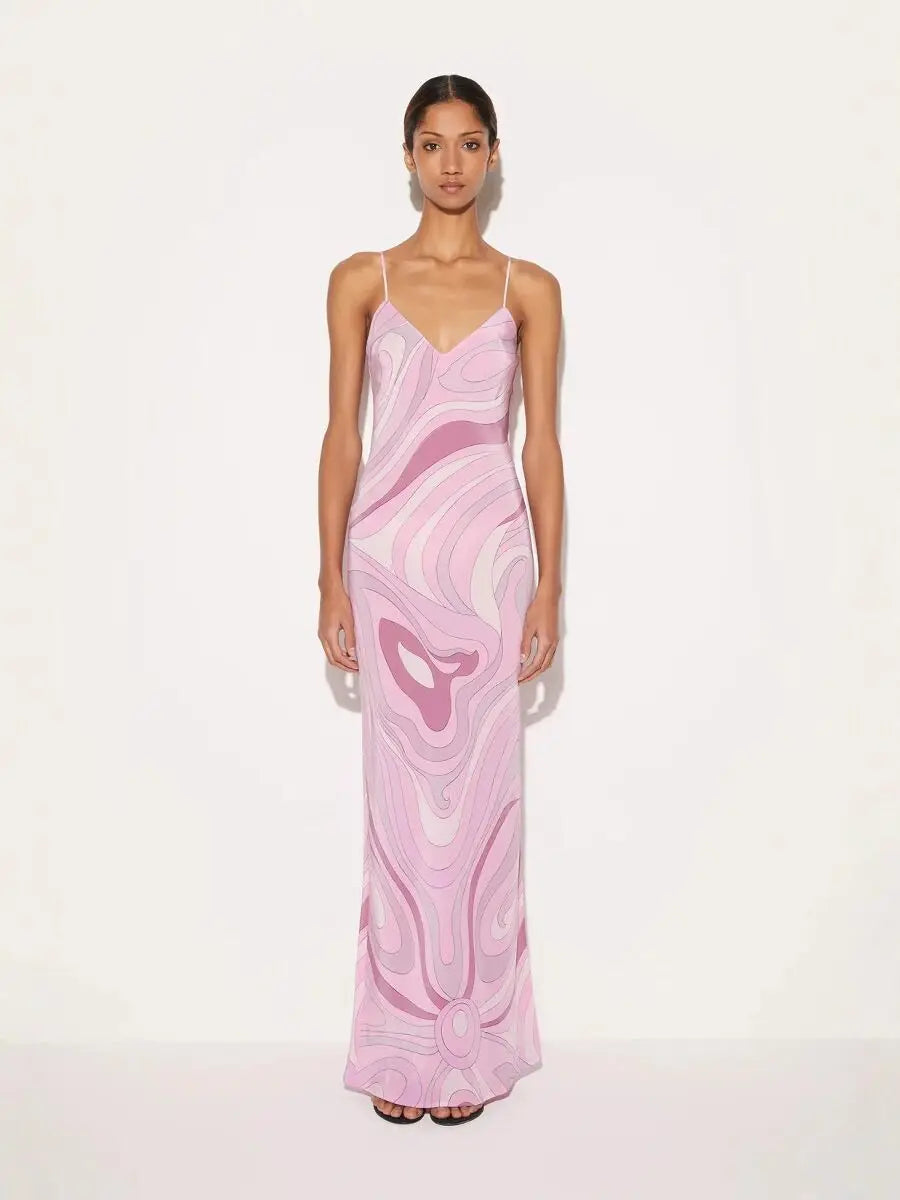 New simple satin printed sexy