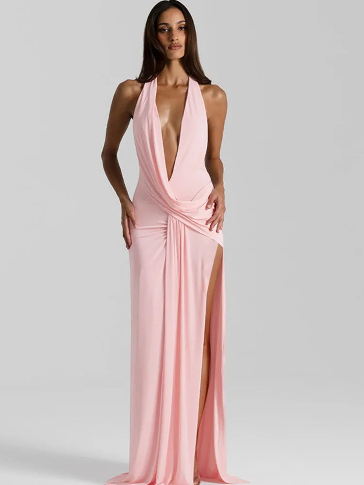Mozision Halter Deep V Neck