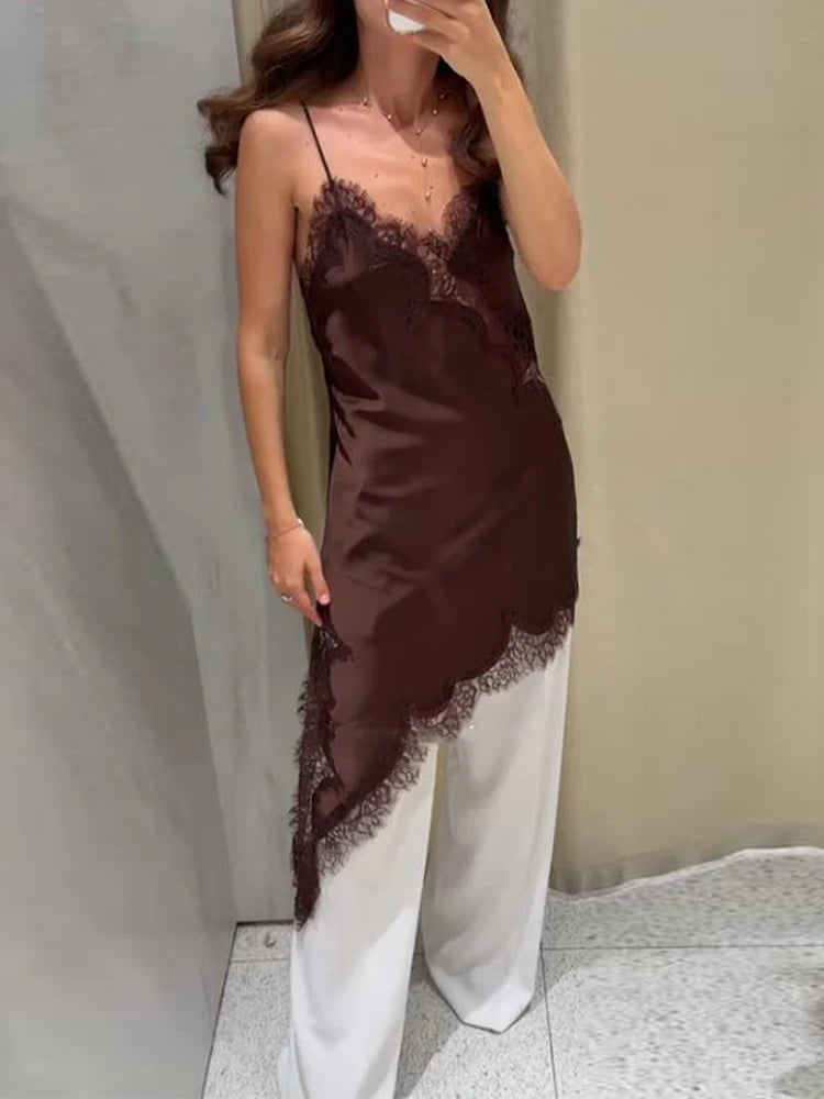 Sexy Solid Sling Lace Dress